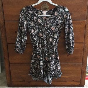 Mossimo black + floral button up romper!  XS!